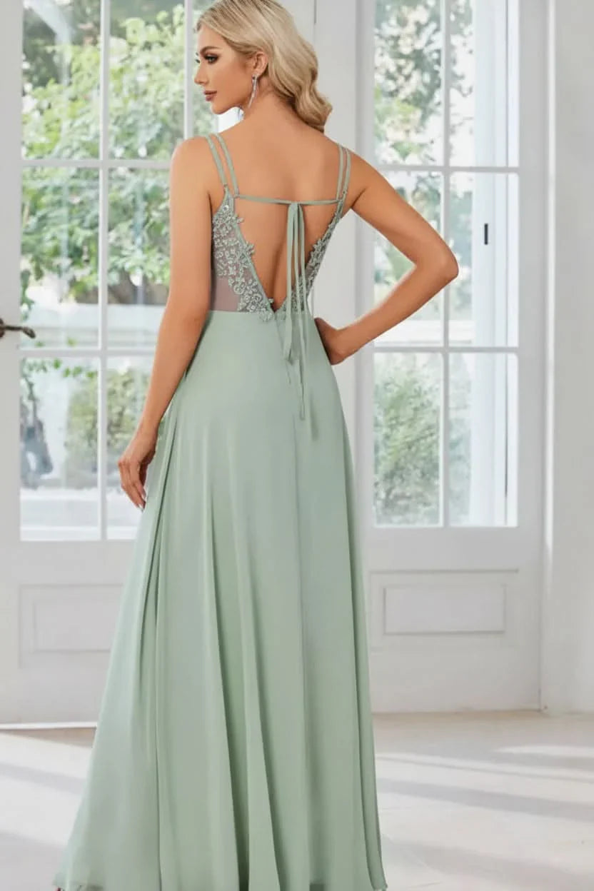Uma | Bridesmaid Dress Wedding Guest Maxi Halter Neck Keyhole A-Line Ruched Waist Open Back