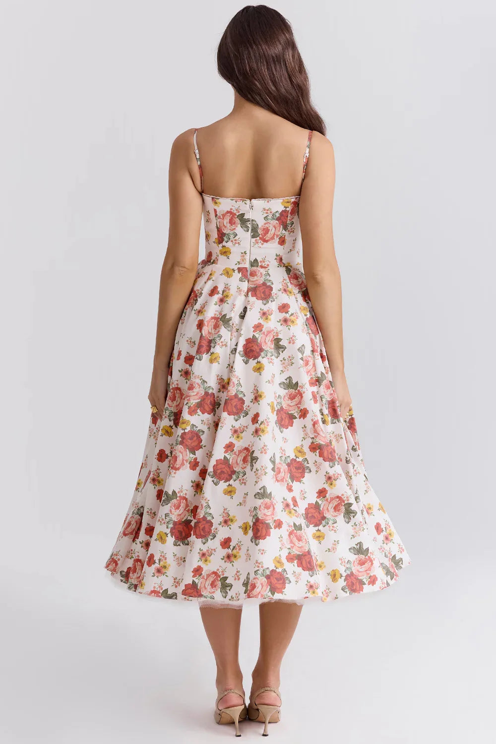 Beatrix | Bridesmaid Dress Wedding Guest Midi Corset Spaghetti Strap Sweetheart Neck Tulle Full Skirt