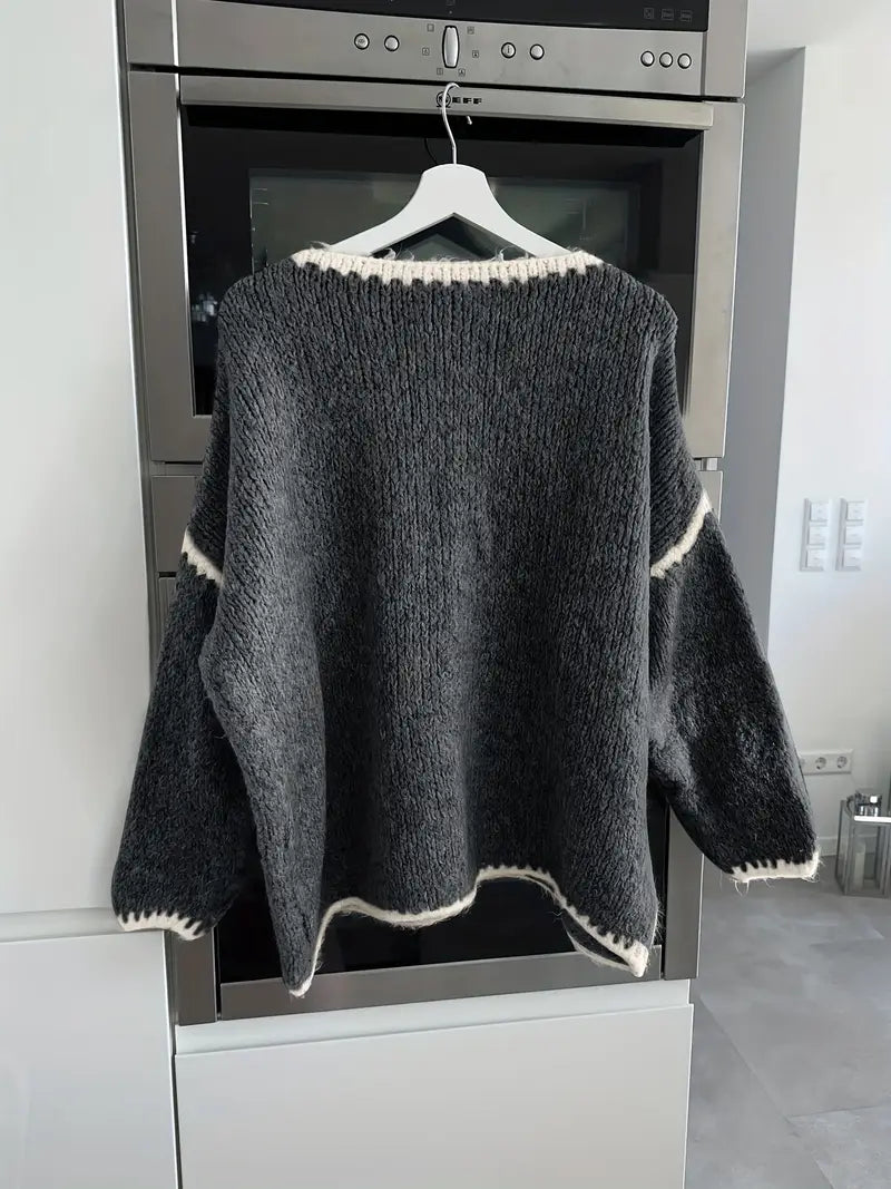 Taylor knit sweater for women by Christine Brewer, featuring a cozy, textured design in soft, warm fabric.