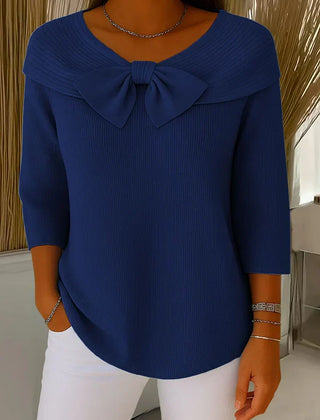 Christine Brewer Serena women's knit sweater in soft, cozy fabric with a classic crew neckline and ribbed cuffs.