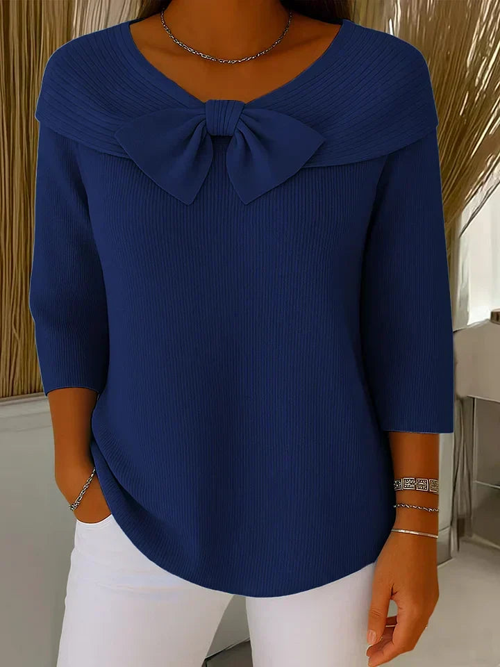 Christine Brewer Serena women's knit sweater in soft, cozy fabric with a classic crew neckline and ribbed cuffs.