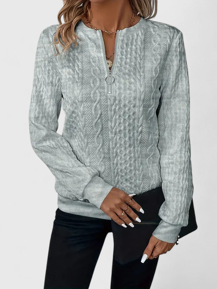Christine Brewer Natalie knit sweater for women, featuring cozy fabric and a stylish fit, shown in a casual side view.