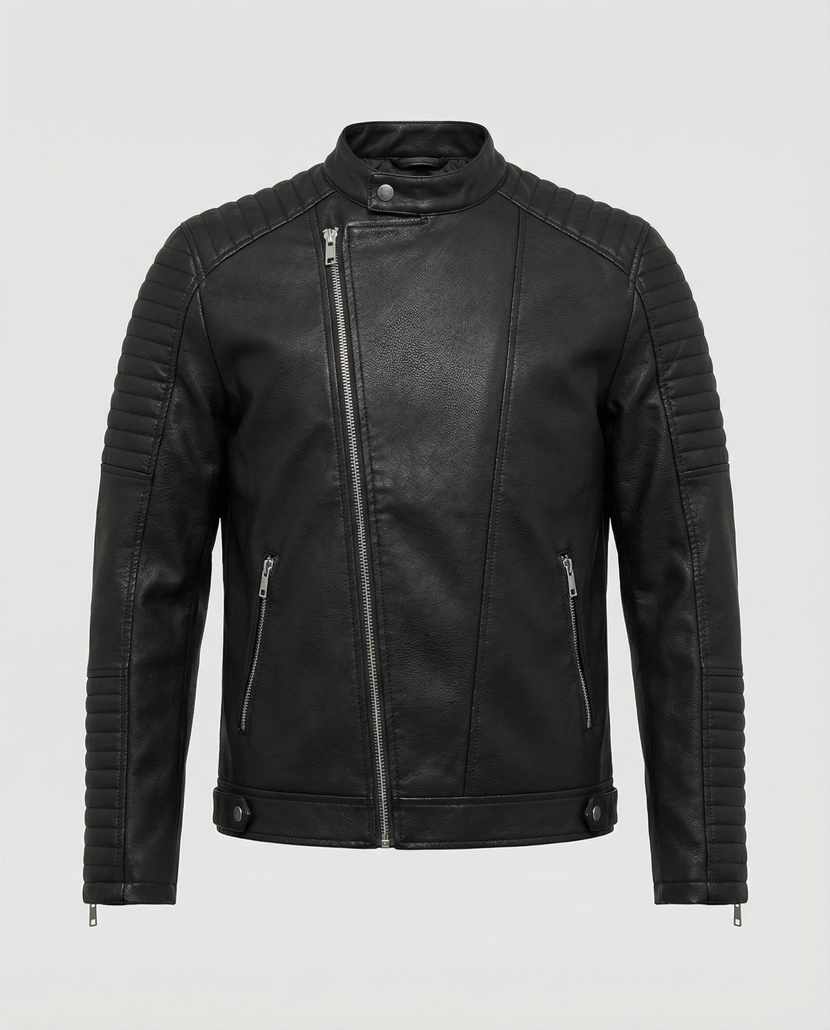 Nora women's faux leather jacket by Christine Brewer featuring a sleek, tailored design with a modern fit.