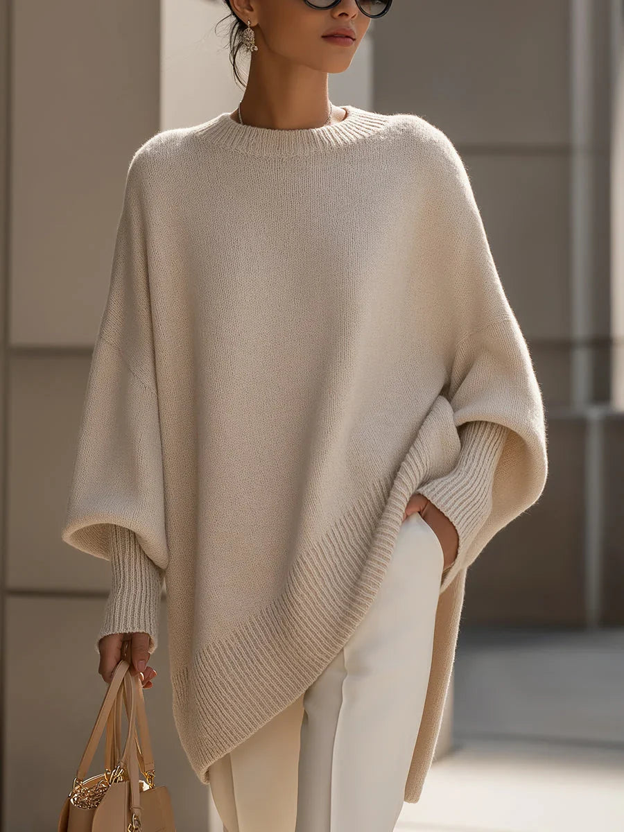 Paige | Knit Cardigan Sweater Oversized Crew Neck Batwing Sleeve Women Winter Warm Ribbed Long