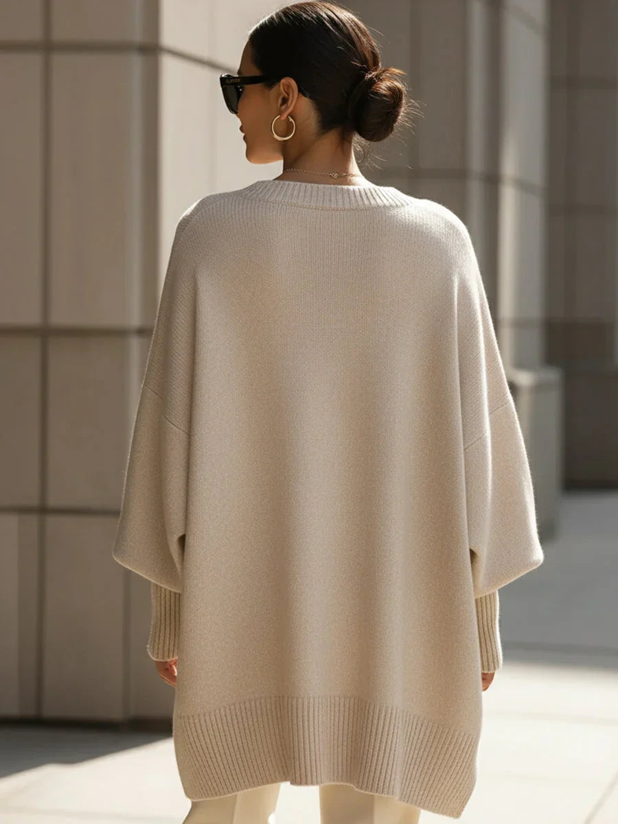 Paige | Knit Cardigan Sweater Oversized Crew Neck Batwing Sleeve Women Winter Warm Ribbed Long