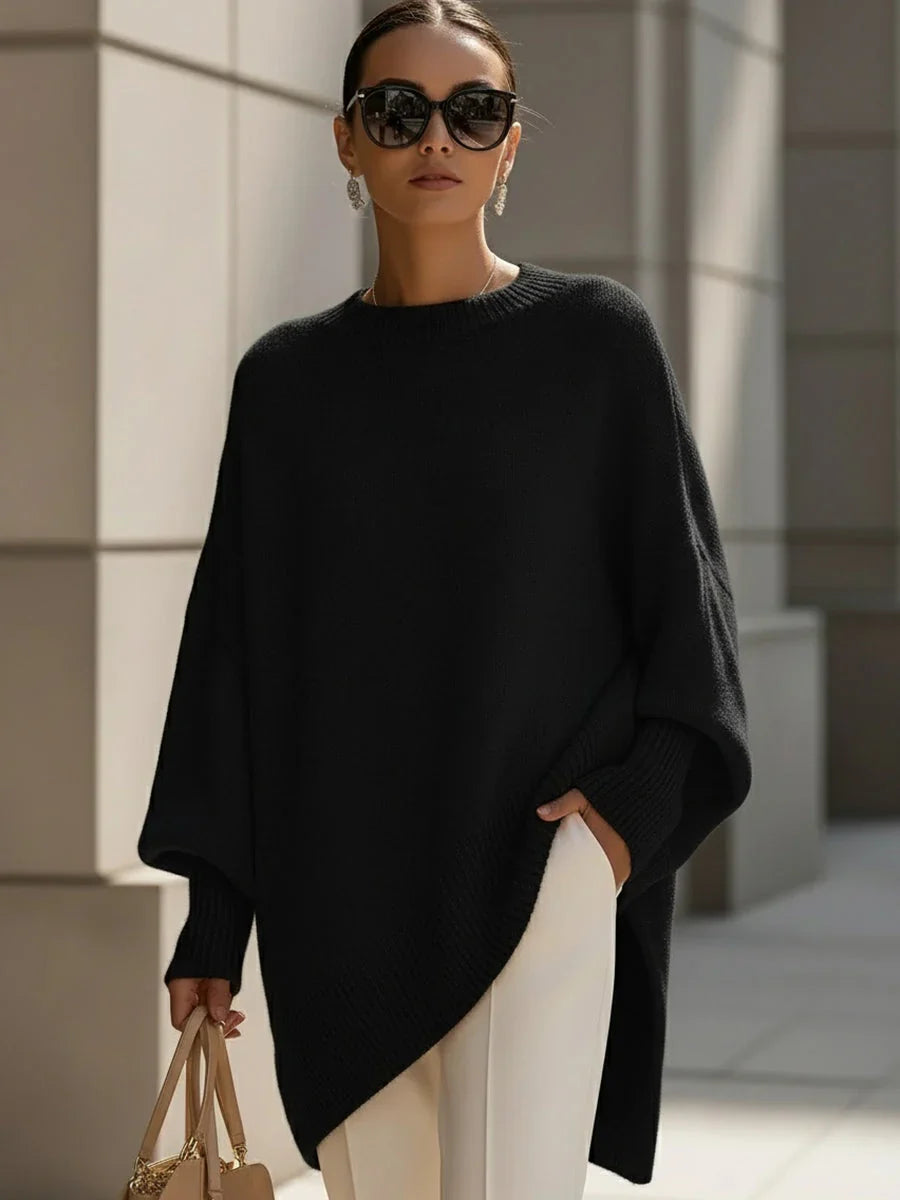Paige | Knit Cardigan Sweater Oversized Crew Neck Batwing Sleeve Women Winter Warm Ribbed Long