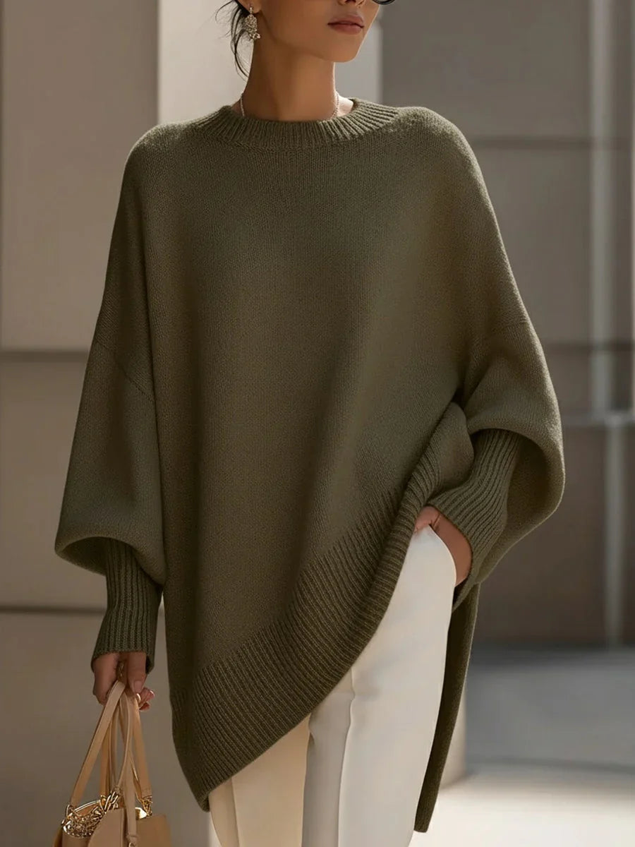 Paige | Knit Cardigan Sweater Oversized Crew Neck Batwing Sleeve Women Winter Warm Ribbed Long