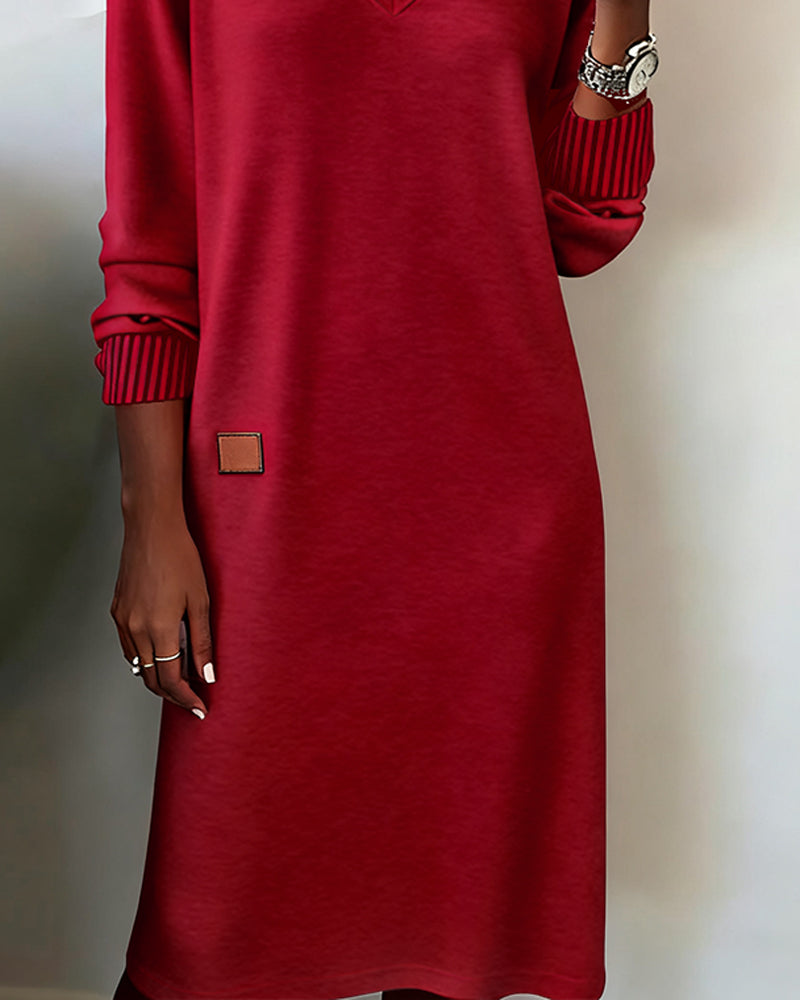 Mariana | Striped Relaxed-Fit V-Neck Sweater Dress for Women
