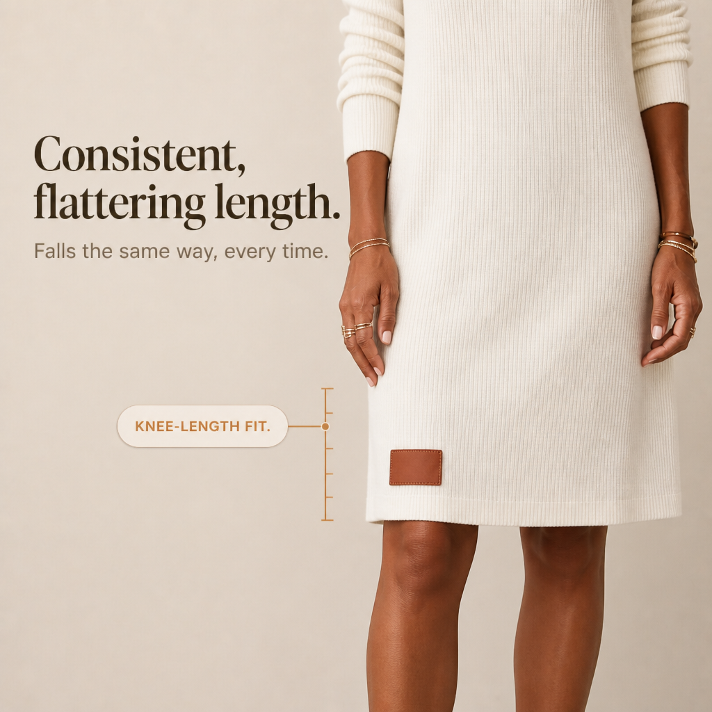 Sabina | Ribbed Relaxed-Fit Cowl Neck Sweater Dress for Women