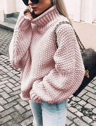 Hazel oversized chunky knit sweater with turtleneck, in a cozy, versatile design, by Christine Brewer.