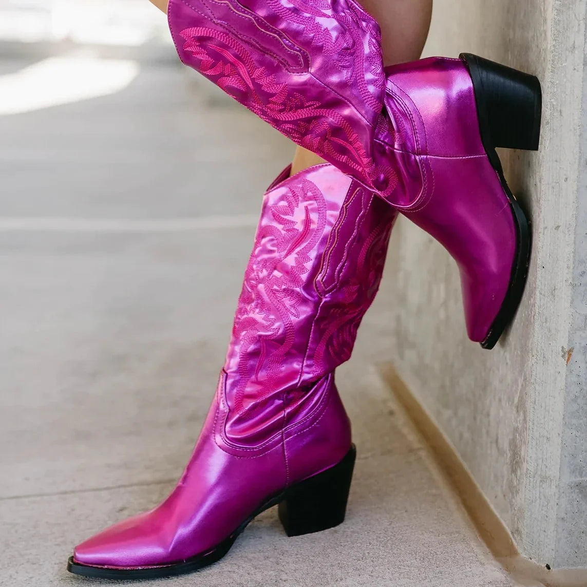 Victoria1 | Cowboy Boots, Western Boots, Women, Pointed Toe, Block Heel, Embroidered, Pull On, Faux