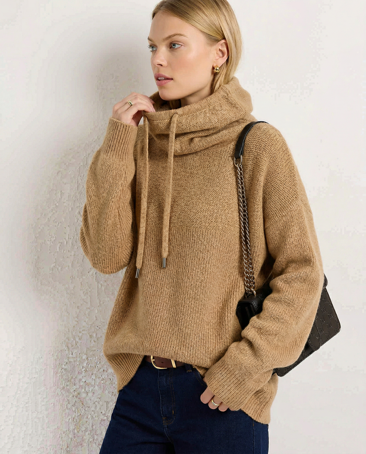 Ribbed Fern hoodie for women by Christine Brewer, featuring a comfortable fit and textured fabric in a stylish design.