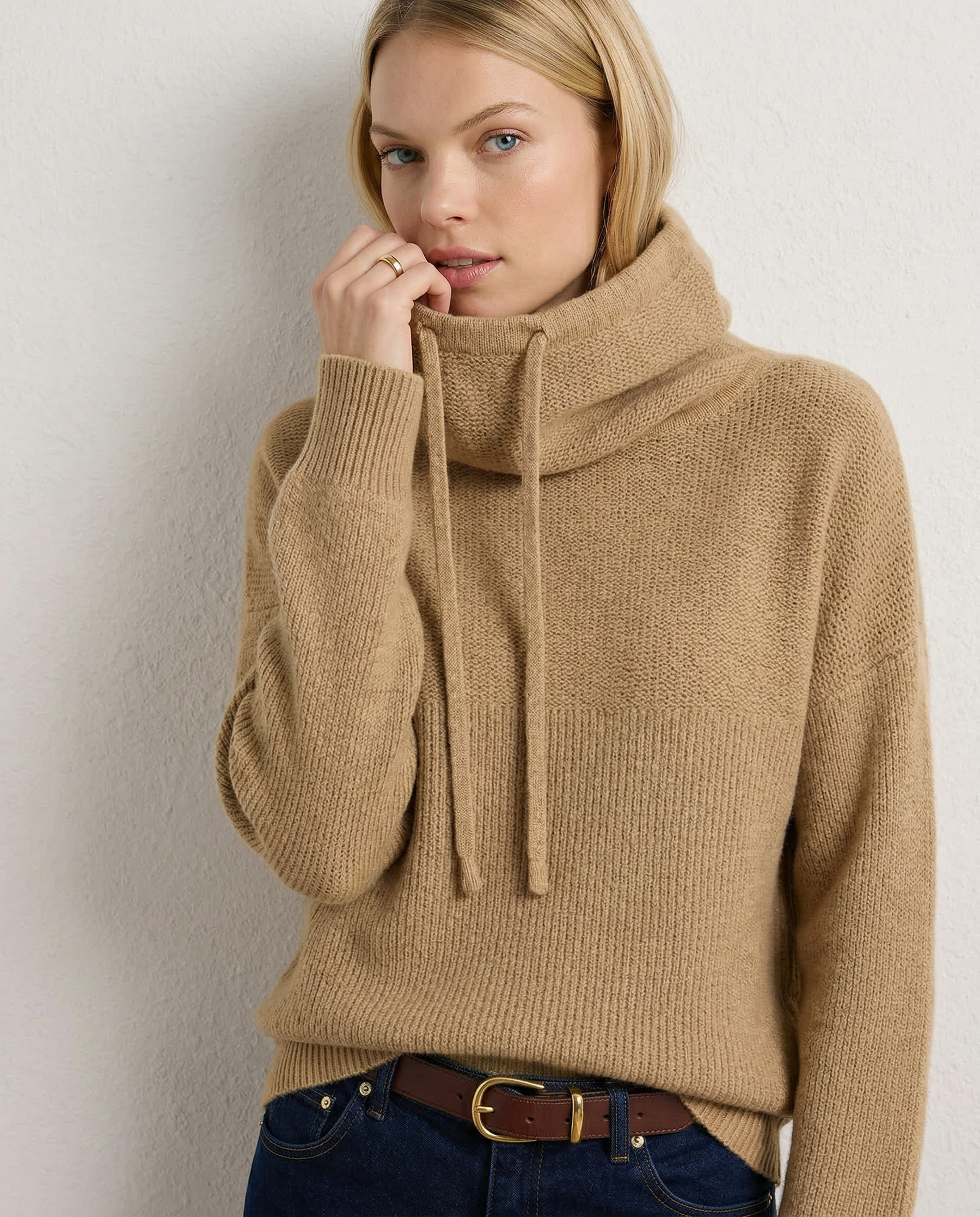 Ribbed Fern hoodie for women by Christine Brewer, featuring a cozy, textured fabric in a stylish green shade.
