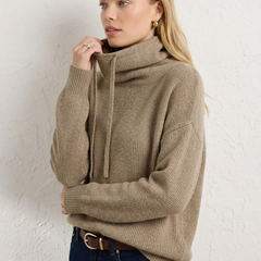 Pink ribbed hoodie for women with fern embroidery, by Christine Brewer, shown on a mannequin.