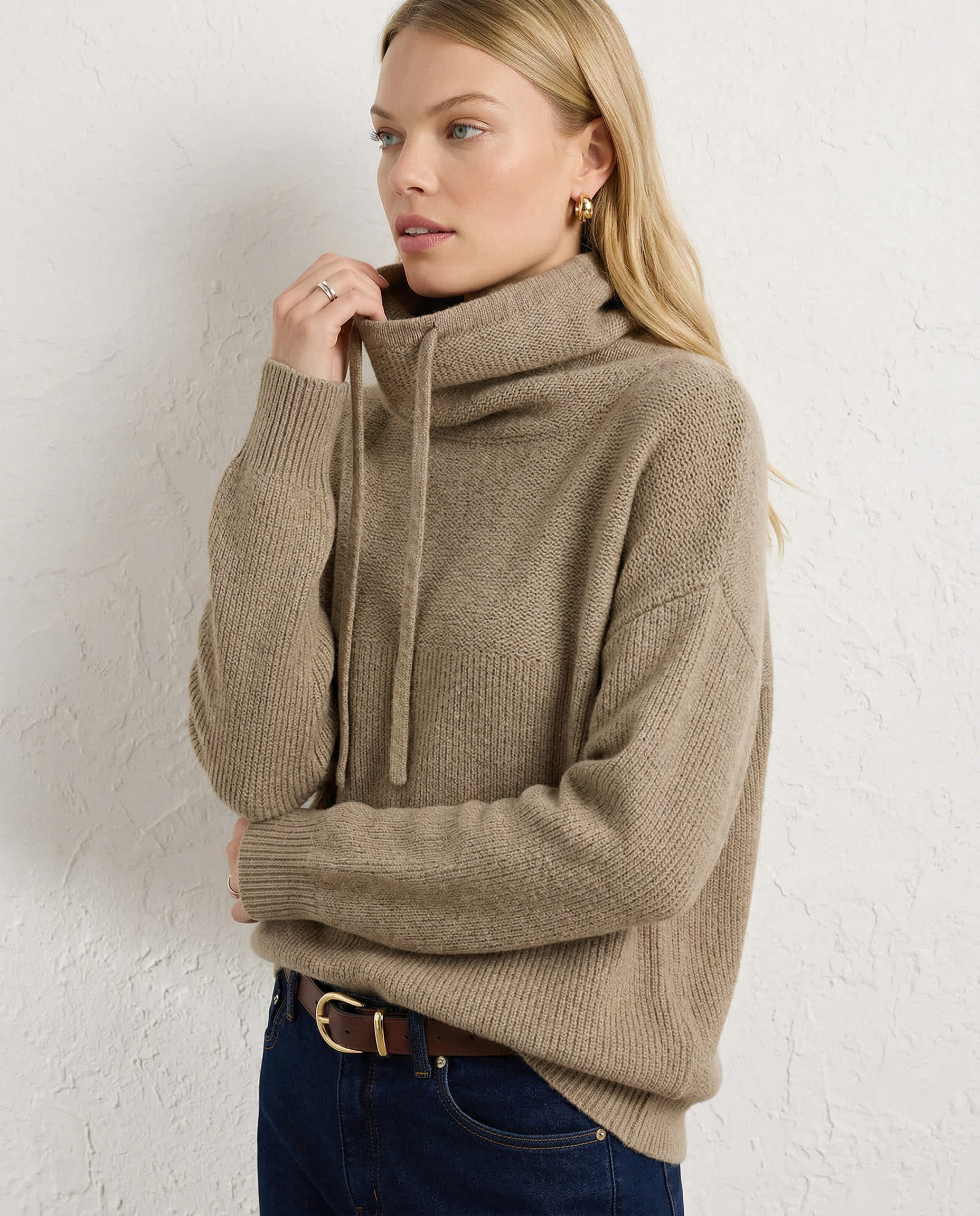 Pink ribbed hoodie for women with fern embroidery, by Christine Brewer, shown on a mannequin.