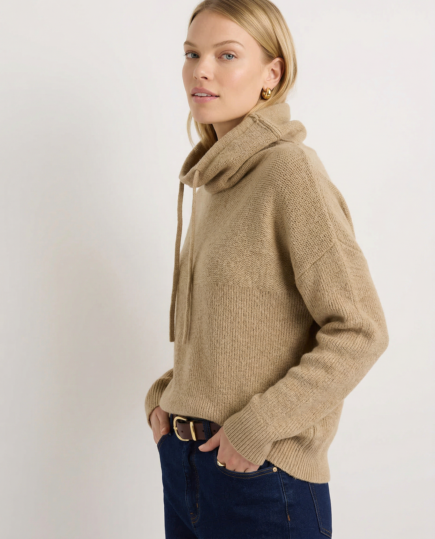Pink ribbed hoodie for women featuring fern embroidery from Christine Brewer, casual and comfortable fit.