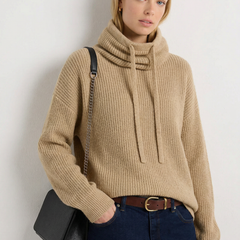 Ribbed Fern hoodie for women by Christine Brewer, featuring a cozy knit design and relaxed fit in vibrant green.