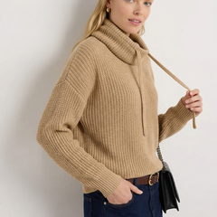 Fern ribbed hoodie for women by Christine Brewer, featuring a cozy, ribbed fabric design and a relaxed fit.