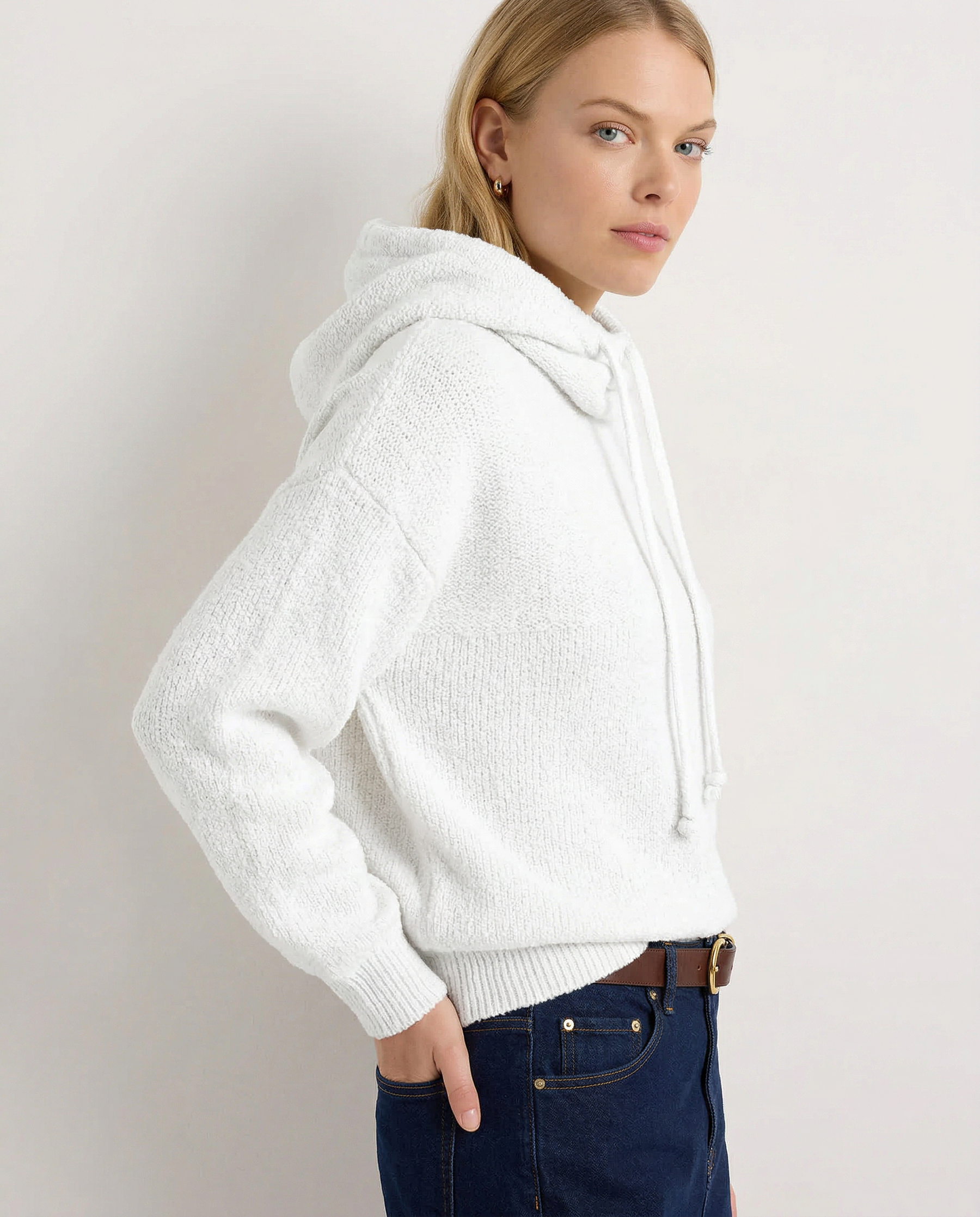 Ribbed Fern hoodie for women by Christine Brewer, featuring a cozy, textured fabric and a relaxed fit.