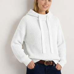 Ribbed Fern hoodie for women by Christine Brewer, featuring a cozy fit and textured fabric in a stylish green shade.