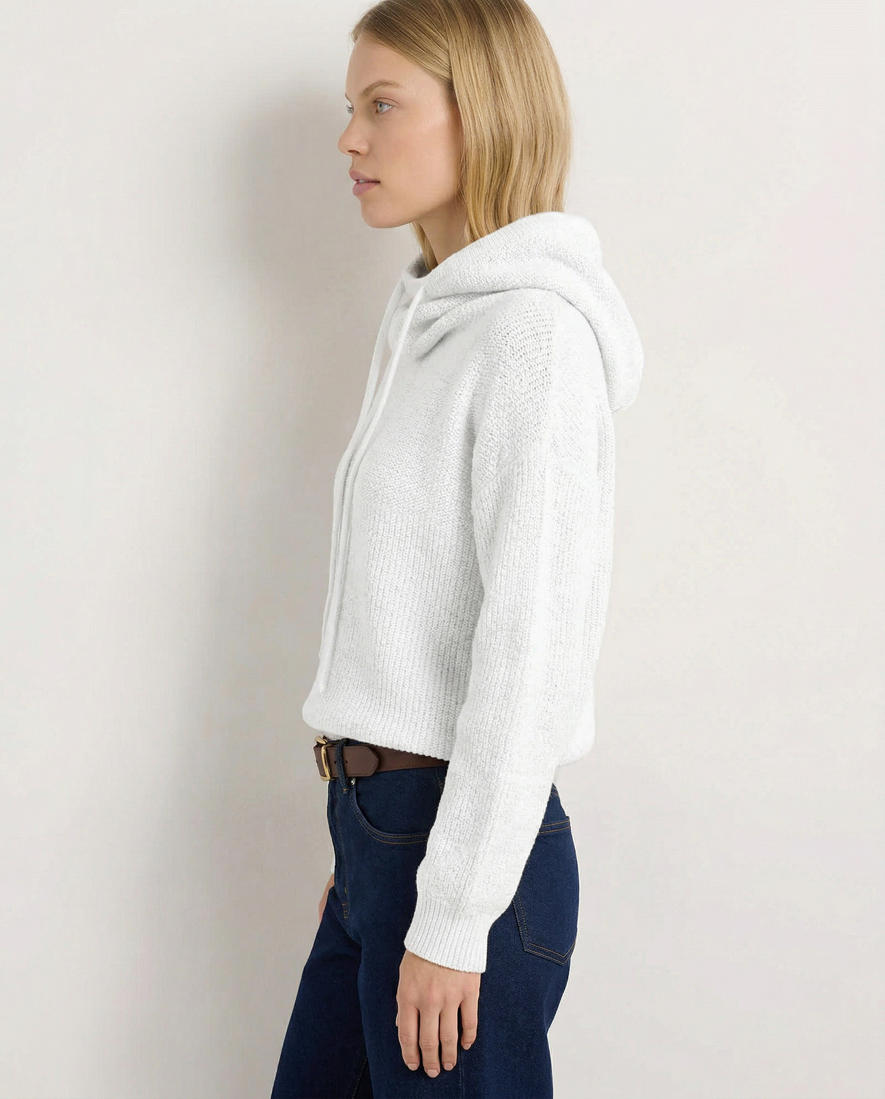 Ribbed women's hoodie with fern pattern by Christine Brewer, featuring a relaxed fit and cozy fabric for casual wear.