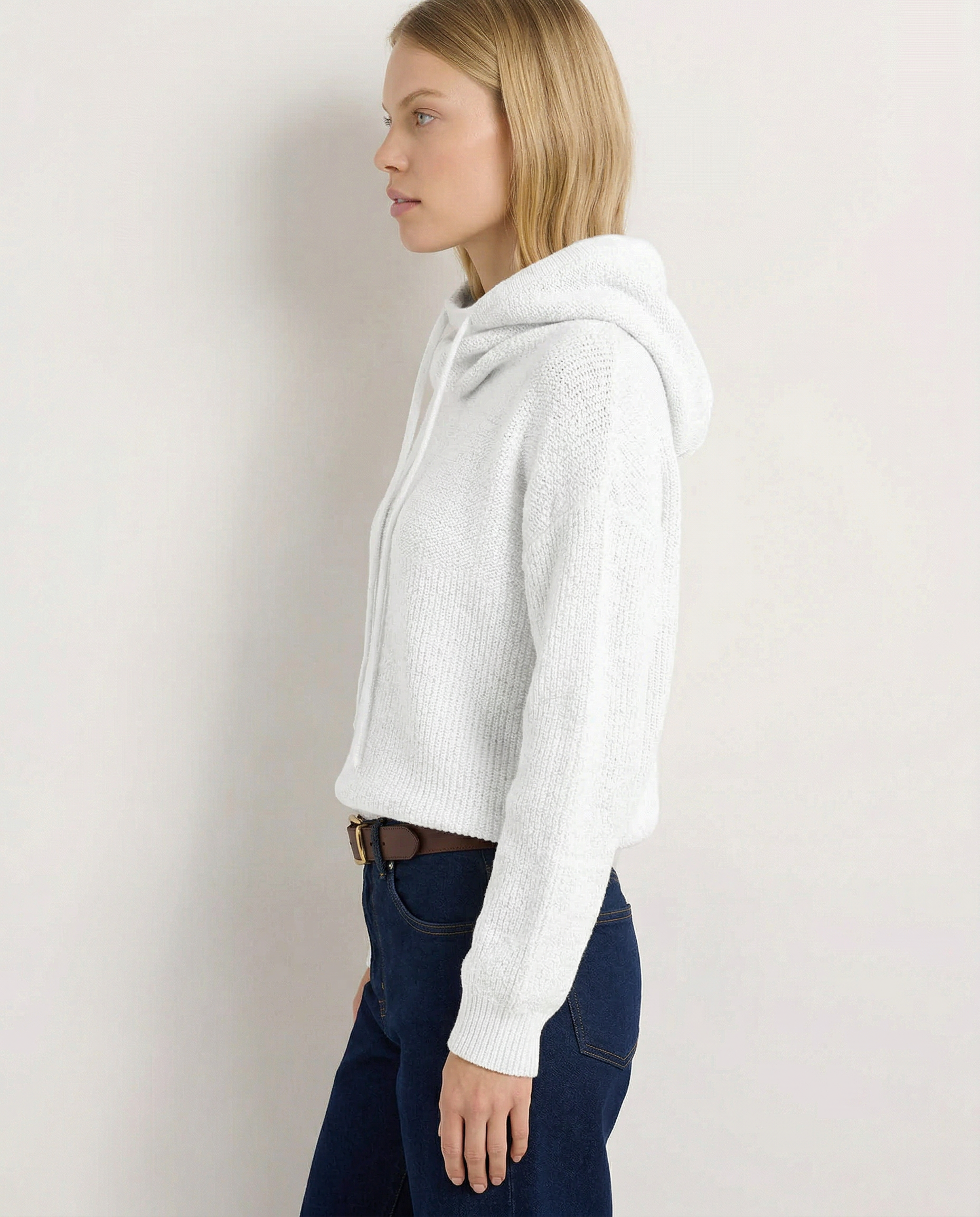 Ribbed women's hoodie with fern pattern by Christine Brewer, featuring a relaxed fit and cozy fabric for casual wear.