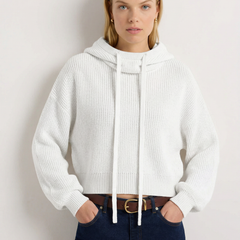 Women’s ribbed hoodie by Christine Brewer featuring a fern design, casual fit, and soft fabric for comfortable everyday wear.