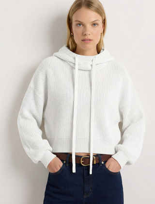 Women’s ribbed hoodie by Christine Brewer featuring a fern design, casual fit, and soft fabric for comfortable everyday wear.