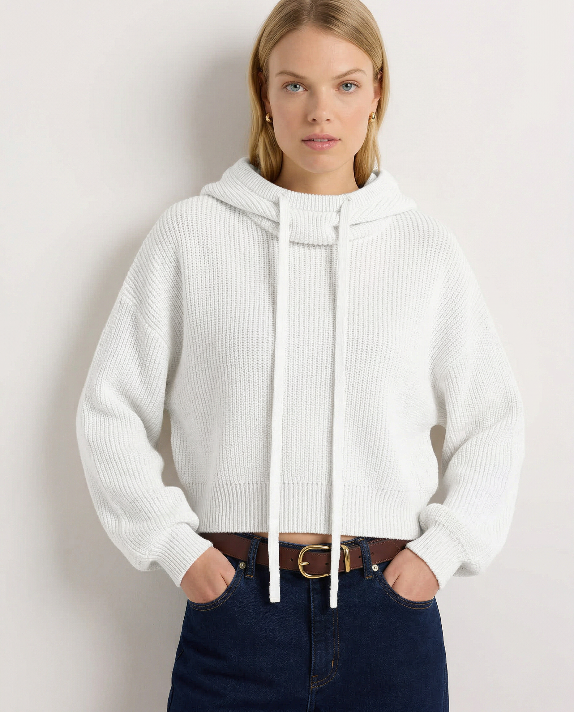 Women’s ribbed hoodie by Christine Brewer featuring a fern design, casual fit, and soft fabric for comfortable everyday wear.