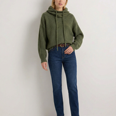 Ribbed Fern hoodie for women by Christine Brewer, showing the cozy, textured fabric and relaxed fit in a stylish casual look.