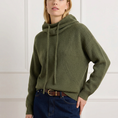 Women's ribbed Fern hoodie by Christine Brewer featuring a cozy fit and textured fabric in a stylish design.