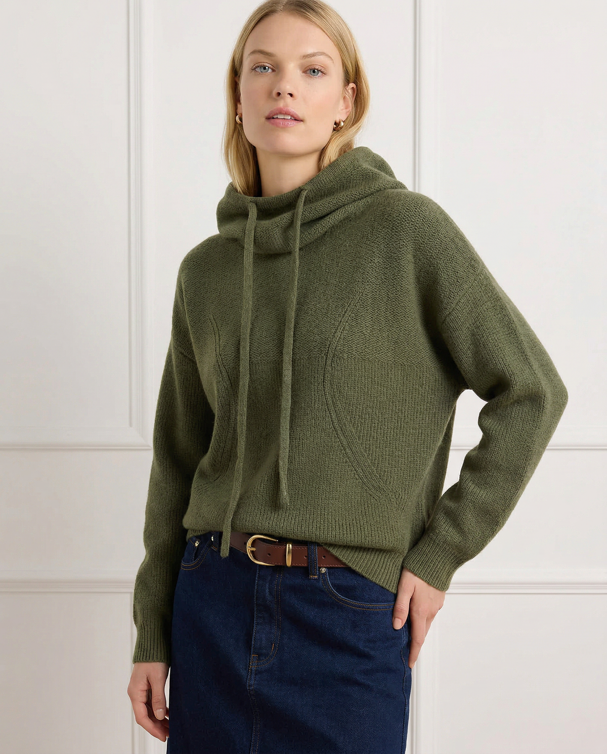 Women's ribbed Fern hoodie by Christine Brewer featuring a cozy fit and textured fabric in a stylish design.