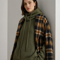 Fern ribbed hoodie for women by Christine Brewer, showing a cozy, textured knit with a relaxed fit and ribbed cuffs.