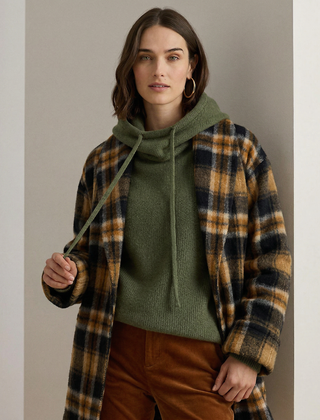 Ribbed Fern hoodie for women by Christine Brewer featuring a cozy, textured knit fabric and a relaxed fit.