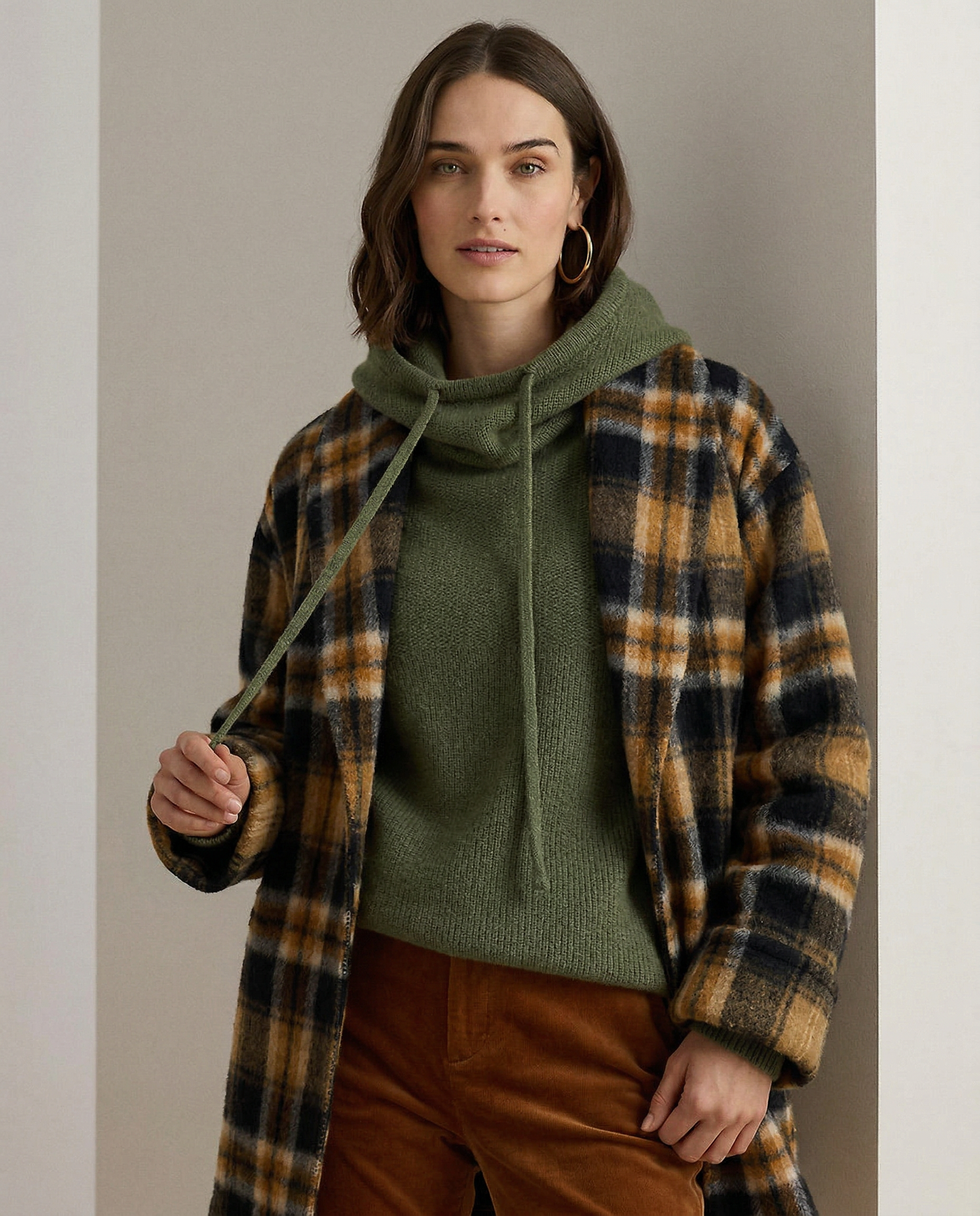 Ribbed Fern hoodie for women by Christine Brewer featuring a cozy, textured knit fabric and a relaxed fit.
