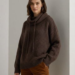 Ribbed Fern hoodie for women by Christine Brewer, showing the cozy, textured fabric and relaxed fit in natural green.