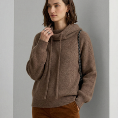 Ribbed hoodie for women in green with Fern pattern, from Christine Brewer, featuring a relaxed fit and cozy knit fabric.