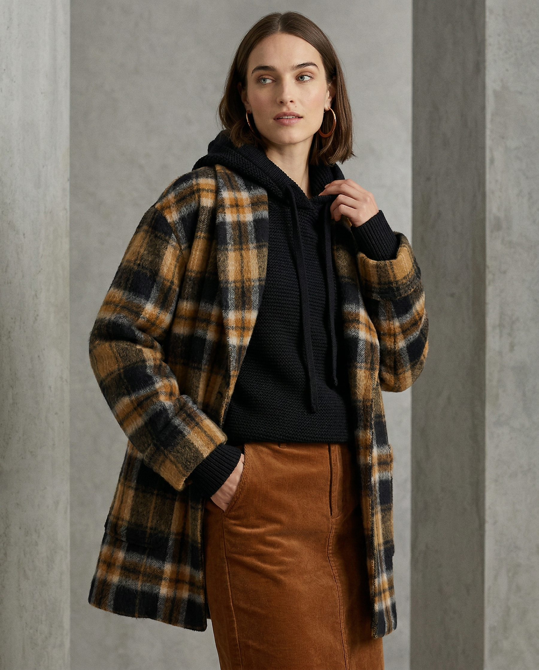 Ribbed Fern hoodie for women by Christine Brewer, featuring a cozy knit design, long sleeves, and a relaxed fit.