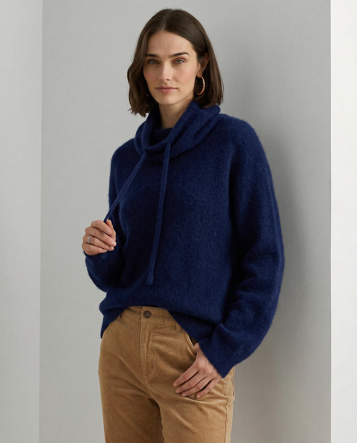 Ribbed Fern hoodie for women by Christine Brewer, featuring a relaxed fit and cozy fabric in a vibrant green color.
