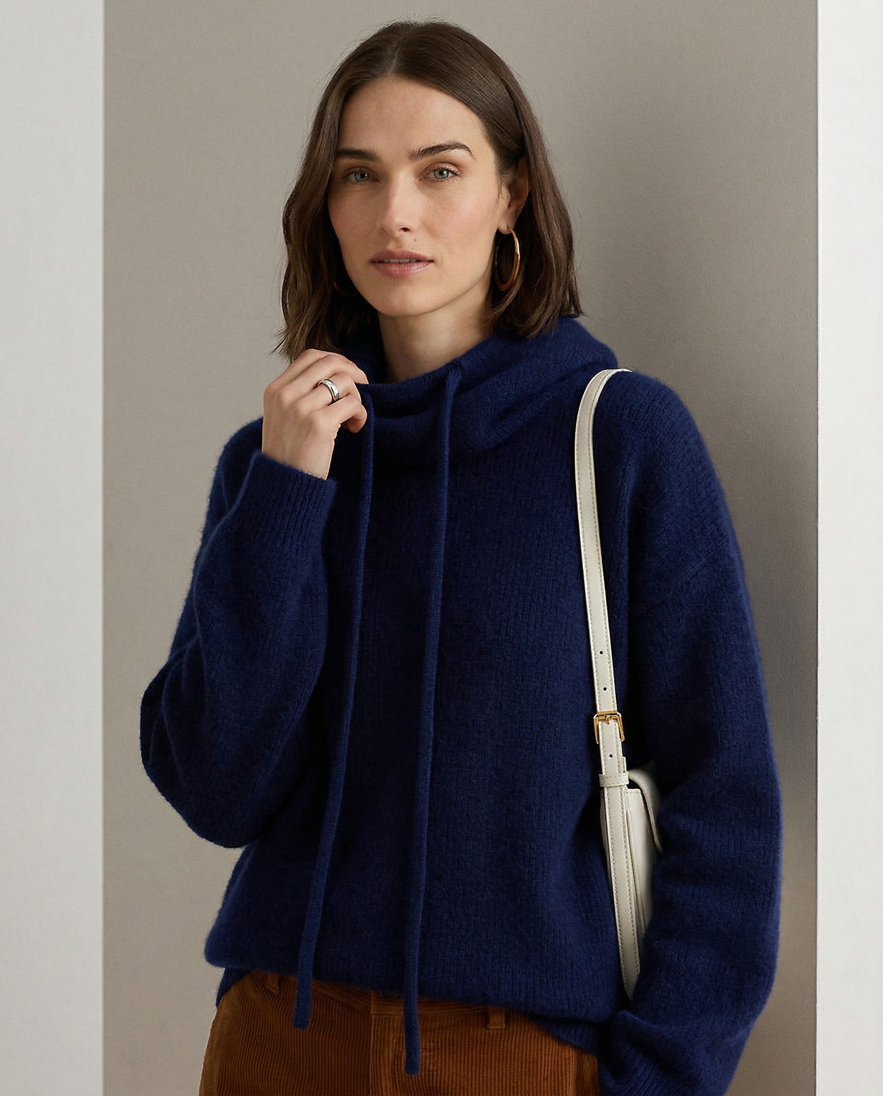 Ribbed Fern hoodie for women by Christine Brewer, featuring a cozy, textured knit fabric and a relaxed fit.