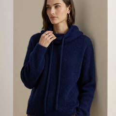 Pink ribbed hoodie for women with Fern design by Christine Brewer, featuring a cozy fit and textured fabric.