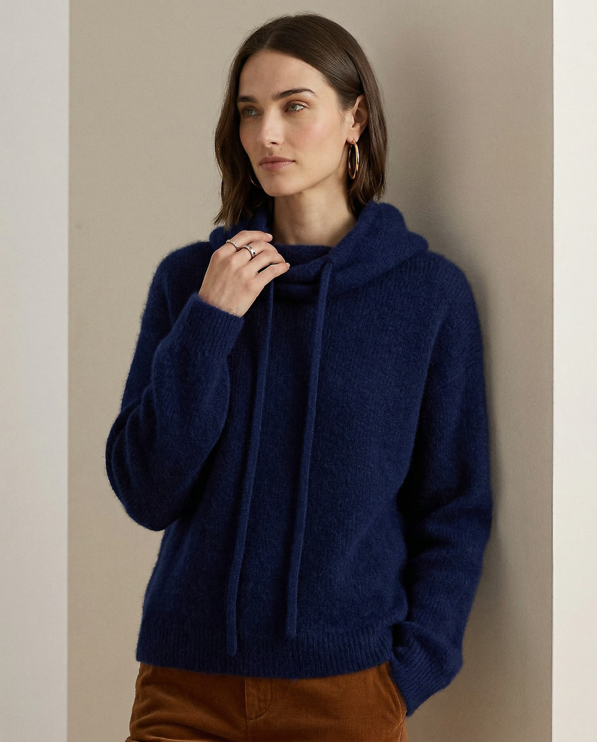 Pink ribbed hoodie for women with Fern design by Christine Brewer, featuring a cozy fit and textured fabric.