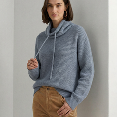 Ribbed fern green hoodie for women by Christine Brewer, featuring a cozy design and ribbed texture, displayed on a mannequin.