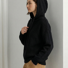 Ribbed Fern hoodie for women by Christine Brewer, featuring a cozy fit and textured fabric in a vibrant green shade.