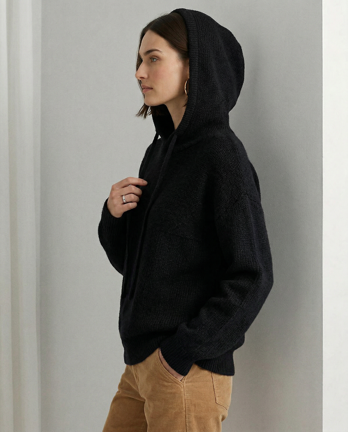Ribbed Fern hoodie for women by Christine Brewer, featuring a cozy fit and textured fabric in a vibrant green shade.