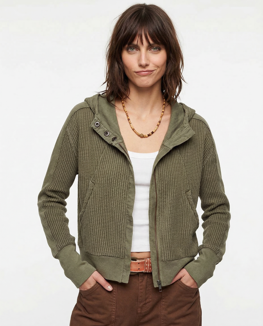 Christine Brewer Mia cropped hooded hoodie for women, featuring a stylish hood, relaxed fit, and comfortable casual design.
