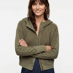 Mia cropped hooded hoodie for women by Christine Brewer, featuring a comfortable fit and casual style in a soft fabric.