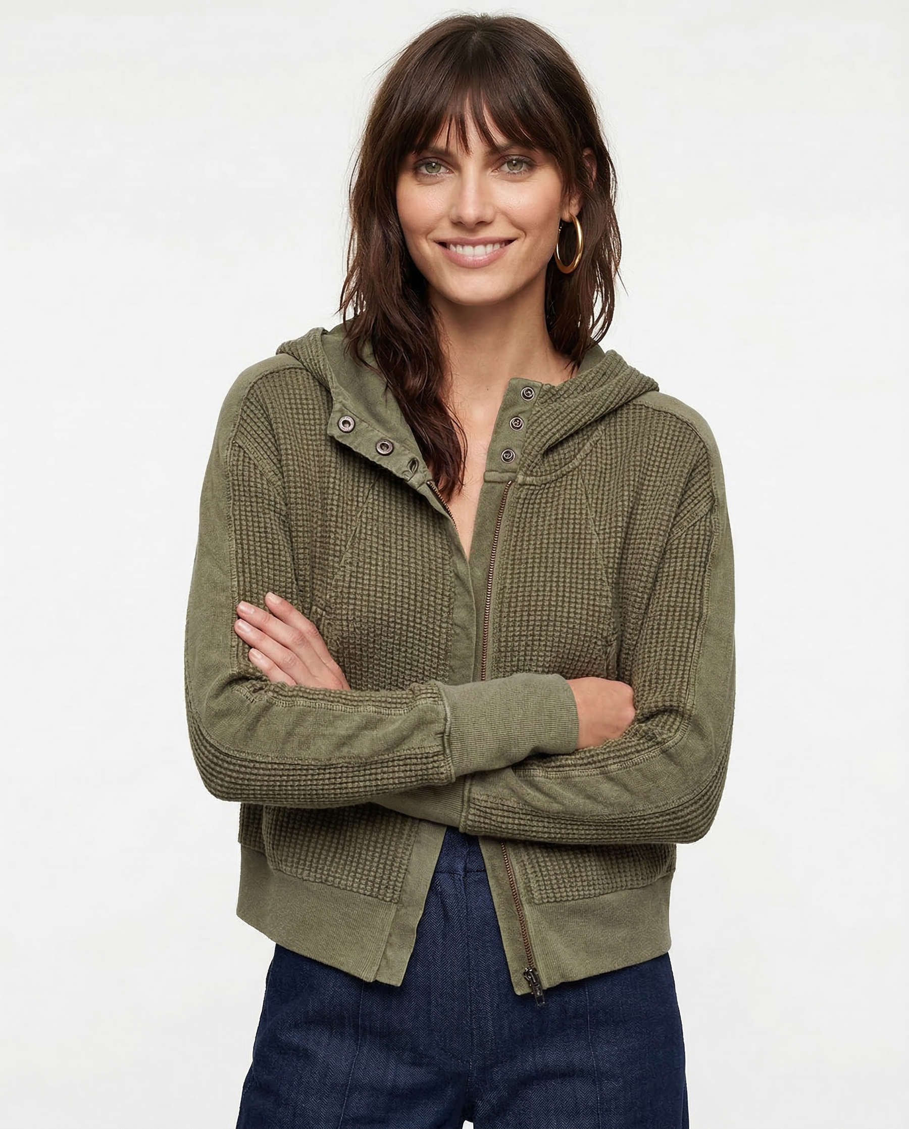 Mia cropped hooded hoodie for women by Christine Brewer, featuring a comfortable fit and casual style in a soft fabric.