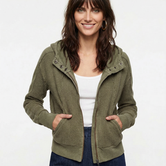 Mia cropped hooded hoodie for women by Christine Brewer, featuring a stylish hood and casual fit in soft fabric.