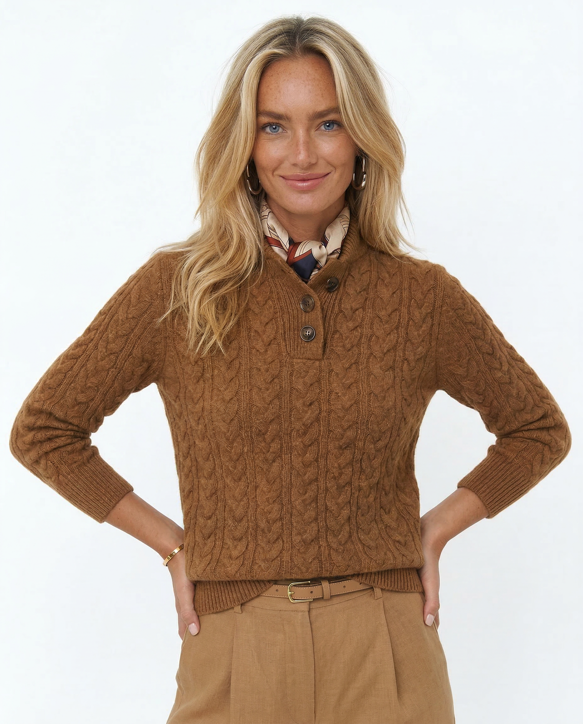Florentine | Cable-Knit Button-Front Sweater for Women